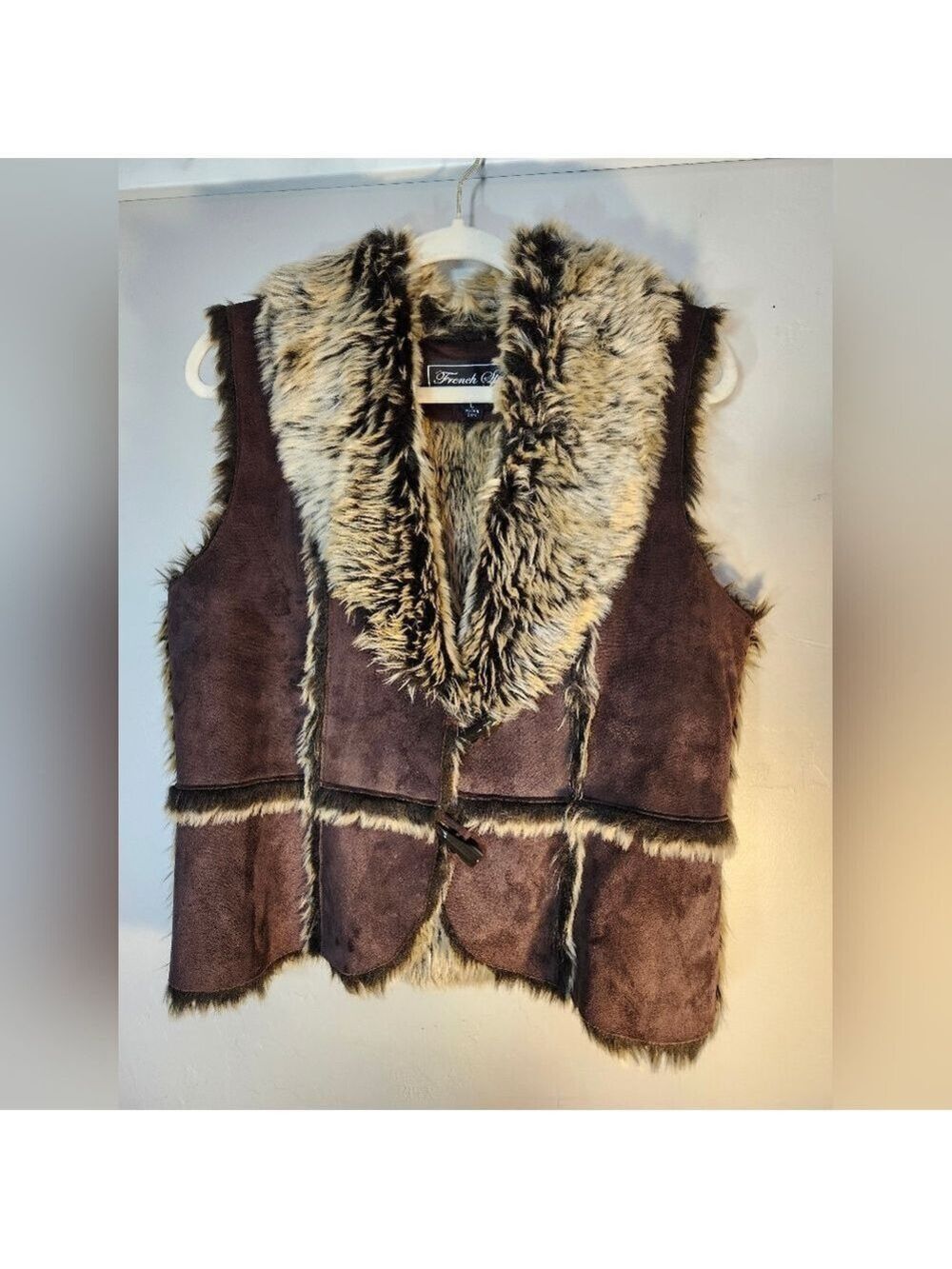 French Spy Faux Fur & Faux Suede Vest Sz L